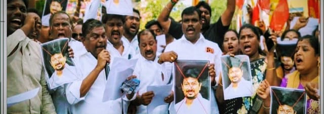 Tvk சட்டமன்ற உறுப்பினர் என். செந்தில் குமார் தலைமையில் கண்டன ஆர்ப்பாட்டம் நடைபெற்றது.